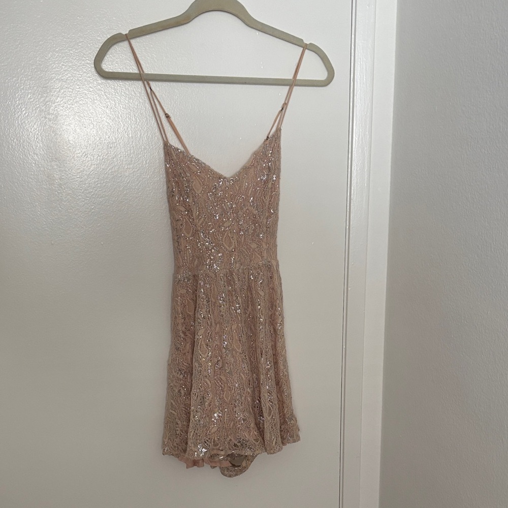 Kimchi Blue Blush Sequin Lace Slip Dress